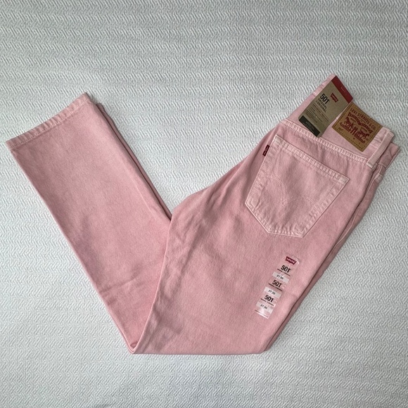NWT Levi's 501 Original Fit High Rise Straight Jeans Pale Pink Women's W27 L30 - Picture 2 of 12